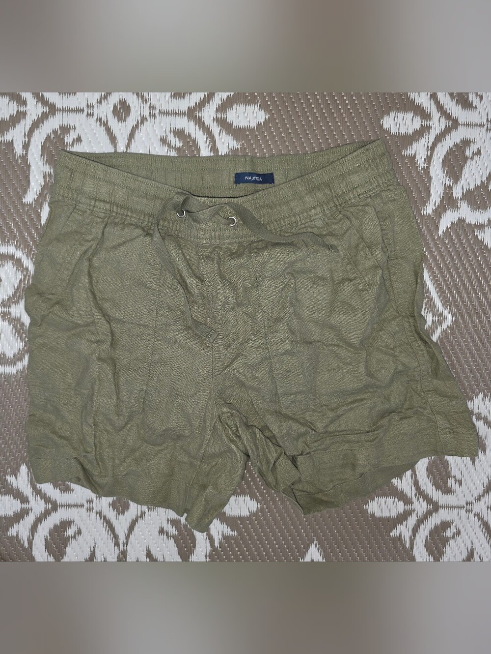 Nautica Olive Green Elastic Waist Utility Shorts